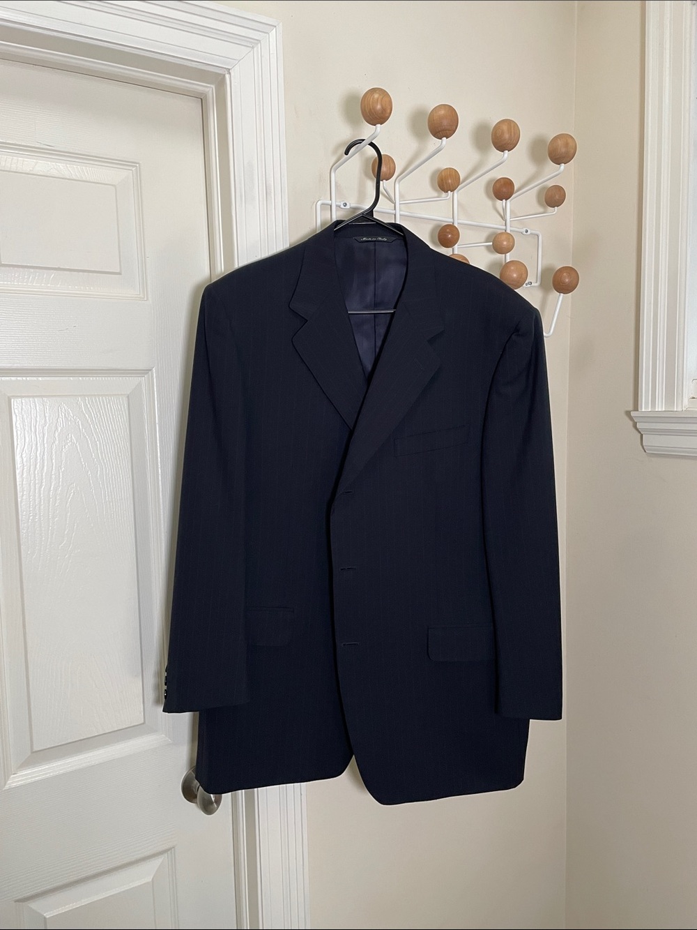 Canali - Wool Veritical Striped Preppy Old Money Blazer - Navy - 56